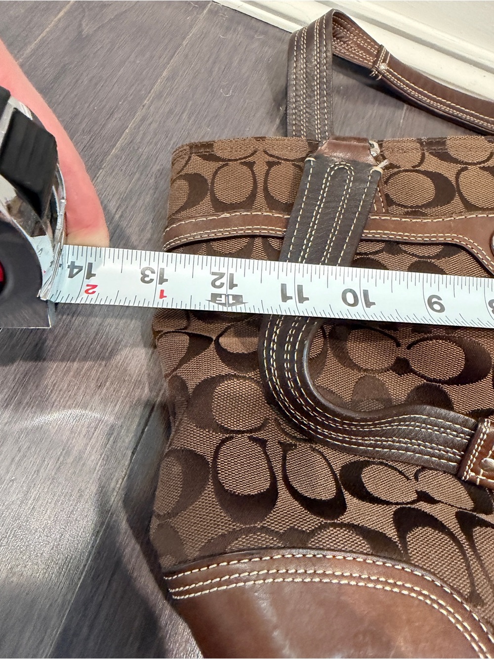 Coach Brown Signature Canvas Tote with Chestnut Leather Trim for Women - Picture 11 of 11